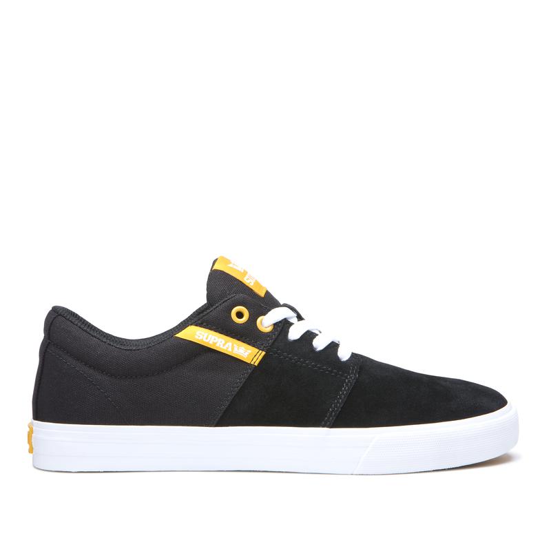 Buty Supra STACKS II VULC - Sneakersy Niskie Damskie - Czarne / Żółte (KOMR-10497)